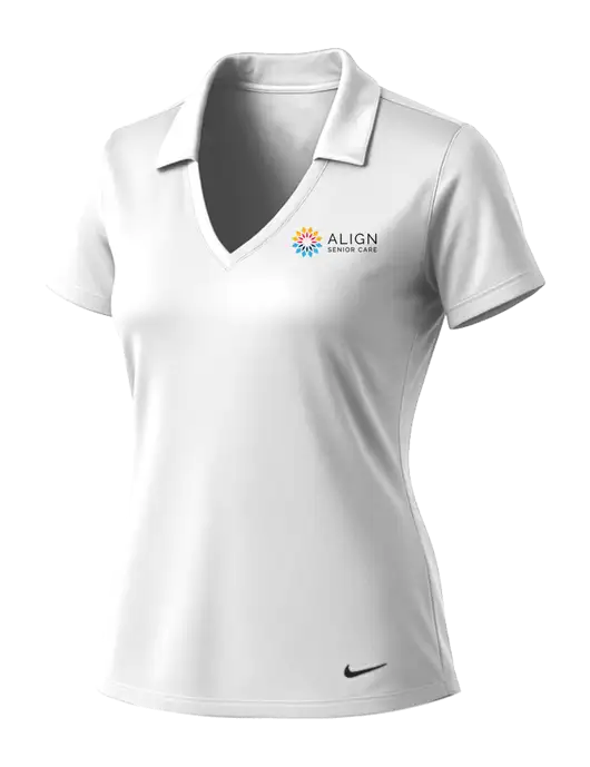 NIKE White Womens Dri-Fit Vertical Mesh Polo w/Align Senior Care Logo