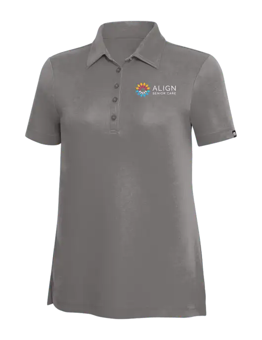 TravisMathew Grey Solid Womens Oceanside Polo w/Align Senior Care Logo