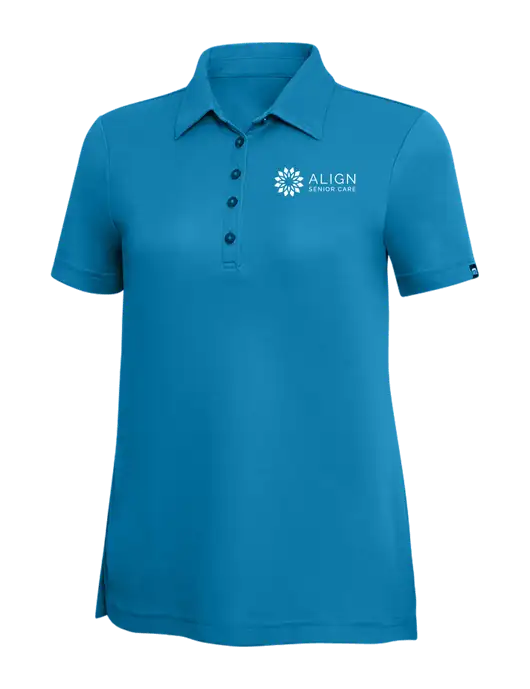 TravisMathew Sapphire Solid Womens Oceanside Polo w/Align Senior Care Logo