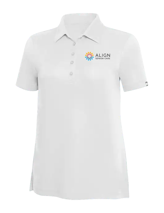 TravisMathew White Solid Womens Oceanside Polo w/Align Senior Care Logo
