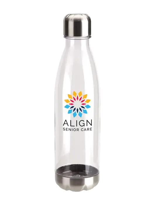 Bayside Tritan Clear 25 oz Bottle with Stainless Base and Cap w/Align Senior Care Logo