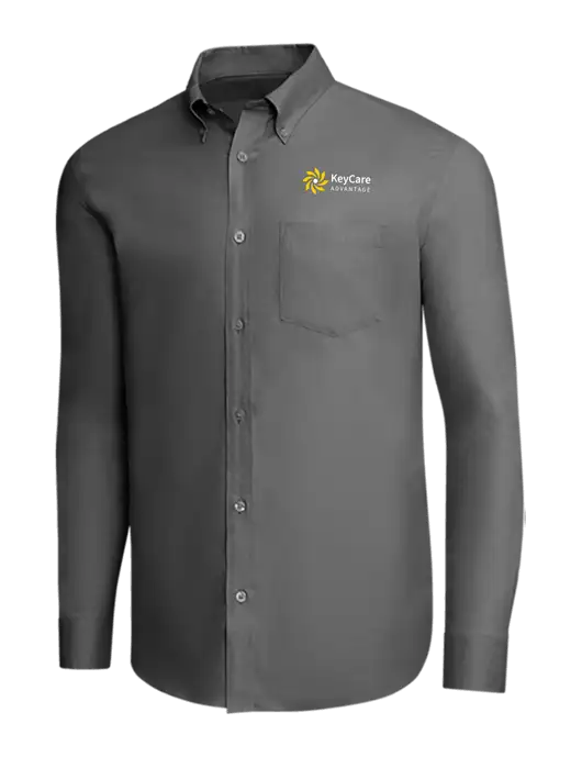 Brooks Brothers Dark Grey Wrinkle-Free Stretch Pinpoint Shirt w/KeyCare Advantage Logo
