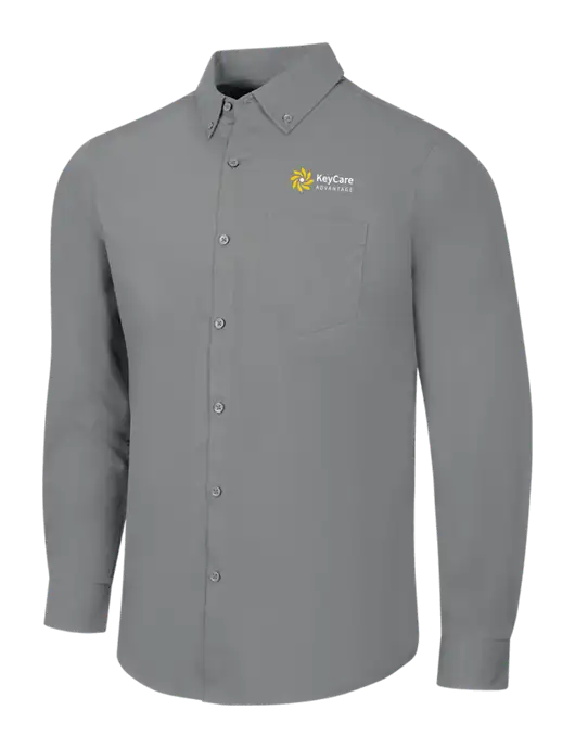 Medium Grey Long Sleeve Carefree Poplin Shirt w/KeyCare Advantage Logo