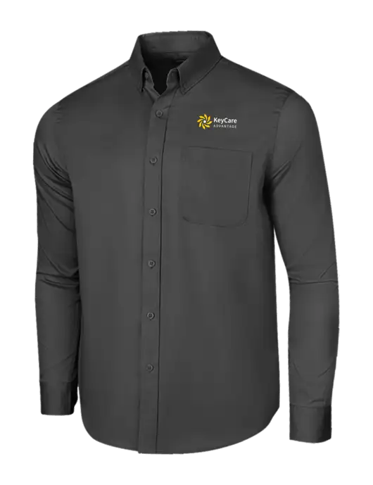 Long Sleeve Dark Grey Superpro React Twill Shirt w/KeyCare Advantage Logo