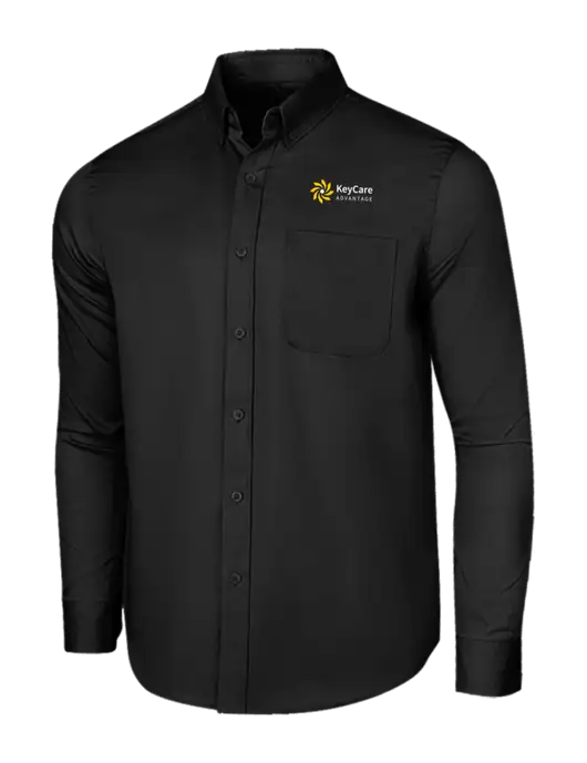 Long Sleeve Deep Black Superpro React Twill Shirt w/KeyCare Advantage Logo