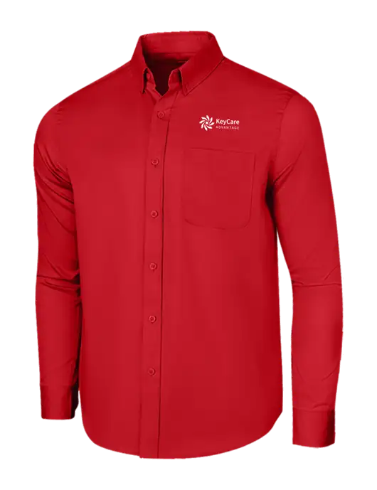 Long Sleeve Red Superpro React Twill Shirt w/KeyCare Advantage Logo