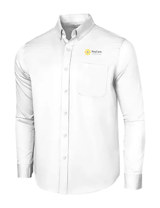 Long Sleeve White Superpro React Twill Shirt w/KeyCare Advantage Logo