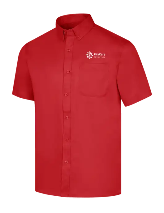 Short Sleeve Red Superpro React Twill Shirt w/KeyCare Advantage Logo