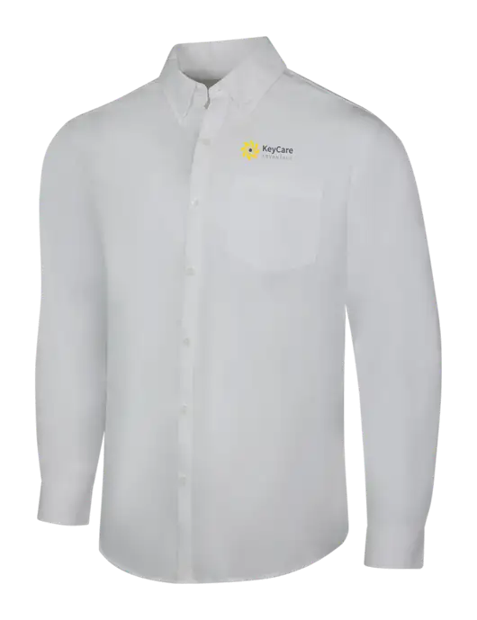 White Long Sleeve Carefree Poplin Shirt w/KeyCare Advantage Logo