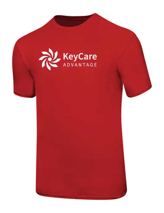 Ring Spun Red 4.5 oz T-Shirt w/KeyCare Advantage Logo
