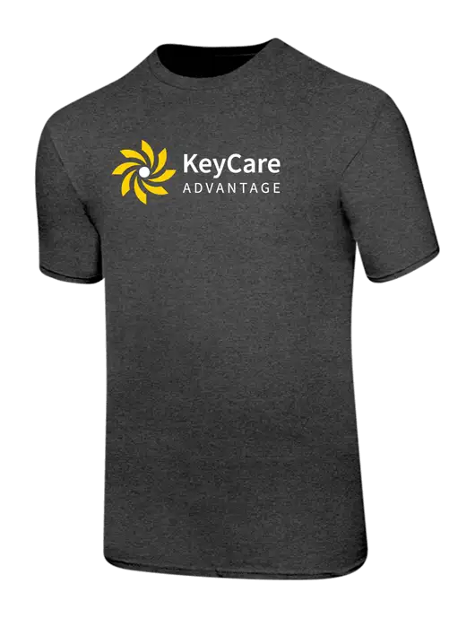Ring Spun Dark Heather Grey 4.5 oz T-Shirt w/KeyCare Advantage Logo