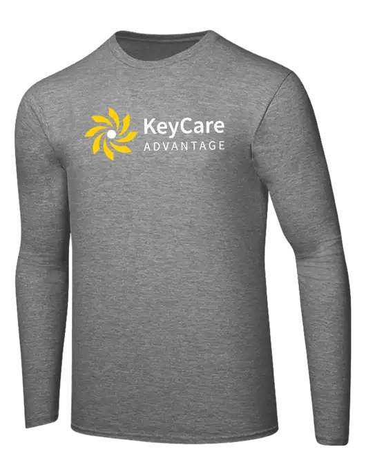 Ring Spun Light Heather Grey 4.5 oz Long Sleeve T-Shirt w/KeyCare Advantage Logo
