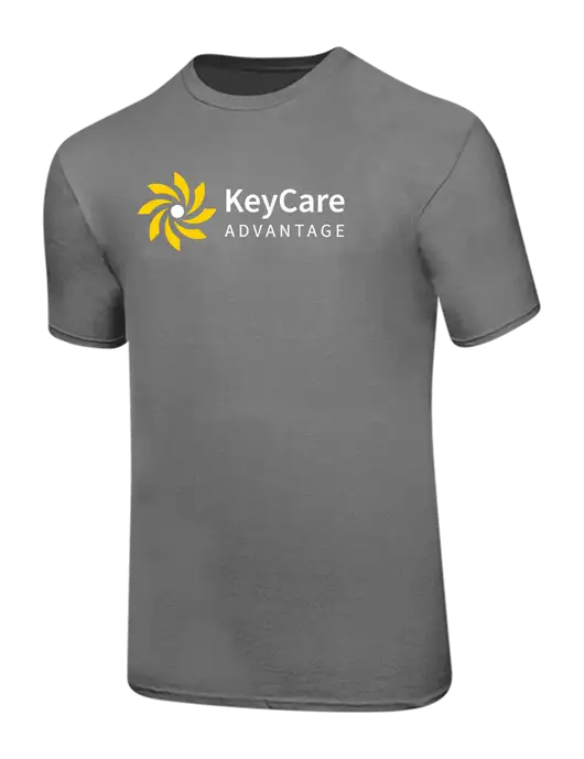 Ring Spun Medium Grey 4.5 oz T-Shirt w/KeyCare Advantage Logo