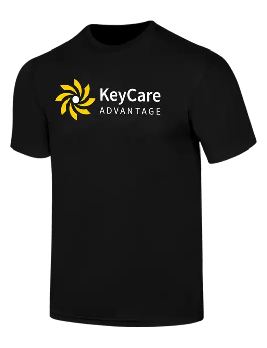 Simply Soft Black 4.5oz  Poly/Combed Ring Spun Cotton T-Shirt w/KeyCare Advantage Logo