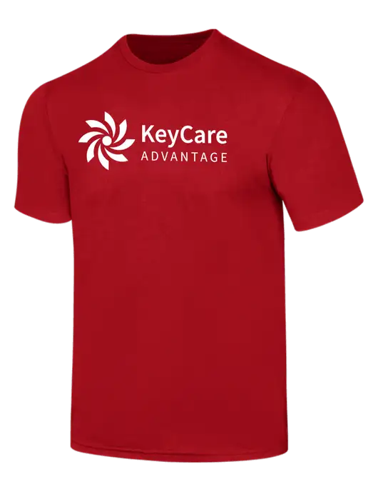 Simply Soft Red 4.5oz  Poly/Combed Ring Spun Cotton T-Shirt w/KeyCare Advantage Logo