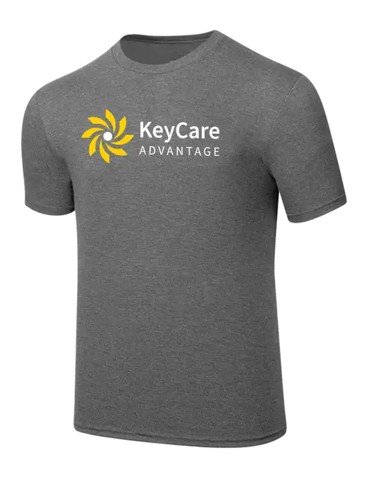 Simply Soft Heathered Medium Grey 4.5oz  Poly/Combed Ring Spun Cotton T-Shirt w/KeyCare Advantage Logo