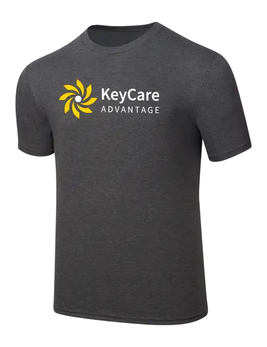 Simply Soft Heathered Charcoal 4.5oz  Poly/Combed Ring Spun Cotton T-Shirt w/KeyCare Advantage Logo