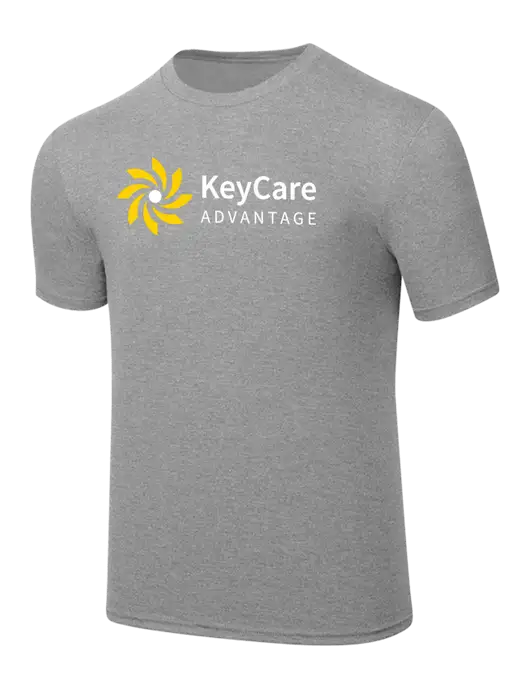 Simply Soft Heathered Light Grey 4.5oz  Poly/Combed Ring Spun Cotton T-Shirt w/KeyCare Advantage Logo