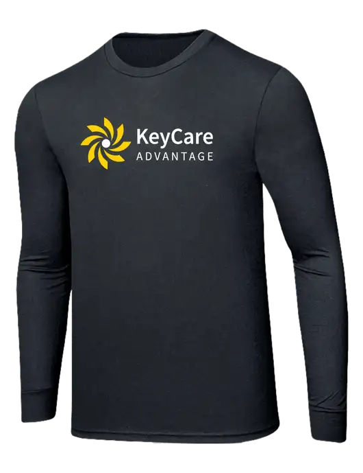 Simply Soft Long Sleeve Black Frost 4.5 oz, Poly/Combed Ring Spun Cotton T-Shirt w/KeyCare Advantage Logo