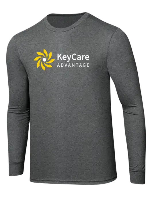 Simply Soft Long Sleeve Medium Grey Frost 4.5 oz, Poly/Combed Ring Spun Cotton T-Shirt w/KeyCare Advantage Logo