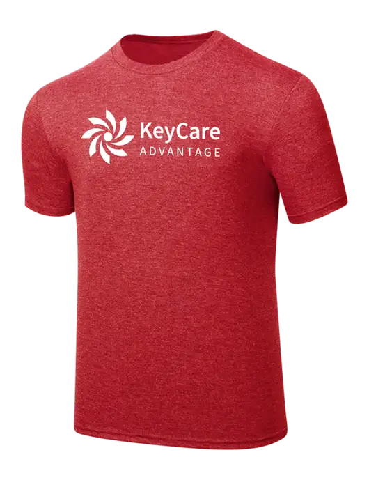 Simply Soft Red Frost 4.5oz  Poly/Combed Ring Spun Cotton T-Shirt w/KeyCare Advantage Logo