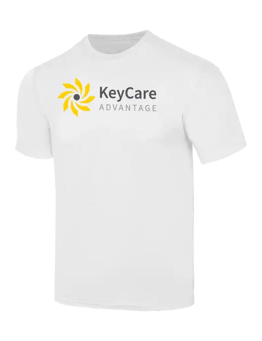 Simply Soft White 4.5oz  Poly/Combed Ring Spun Cotton T-Shirt w/KeyCare Advantage Logo