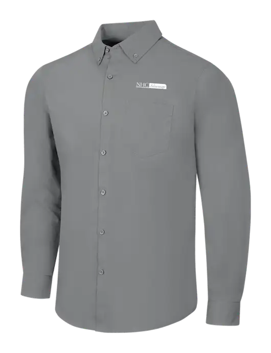 Medium Grey Long Sleeve Carefree Poplin Shirt w/NHC Advantage Logo