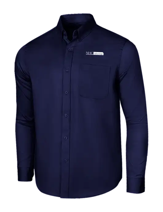 Long Sleeve Navy Superpro React Twill Shirt w/NHC Advantage Logo