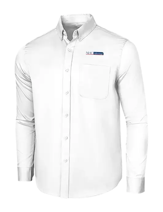 Long Sleeve White Superpro React Twill Shirt w/NHC Advantage Logo