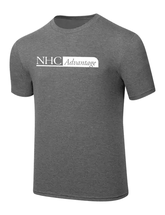Simply Soft Heathered Medium Grey 4.5oz  Poly/Combed Ring Spun Cotton T-Shirt w/NHC Advantage Logo