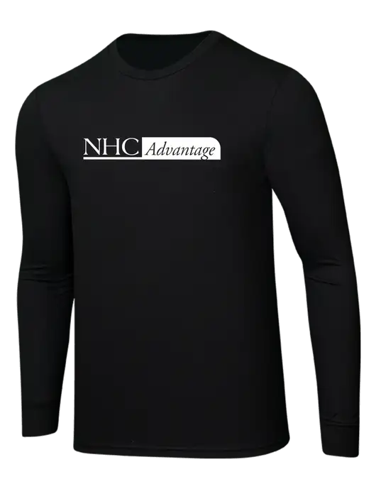 Simply Soft Long Sleeve Black 4.5 oz, Poly/Combed Ring Spun Cotton T-Shirt w/NHC Advantage Logo