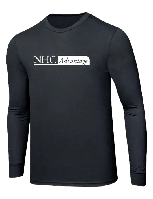 Simply Soft Long Sleeve Black Frost 4.5 oz, Poly/Combed Ring Spun Cotton T-Shirt w/NHC Advantage Logo