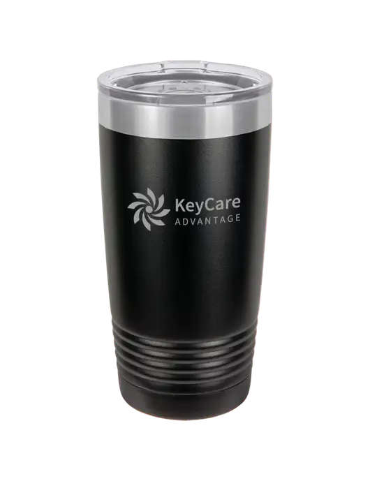 Polar Camel 20 oz Powder Coated Black Vacuum Insulated Tumbler w/KeyCare Advantage Logo