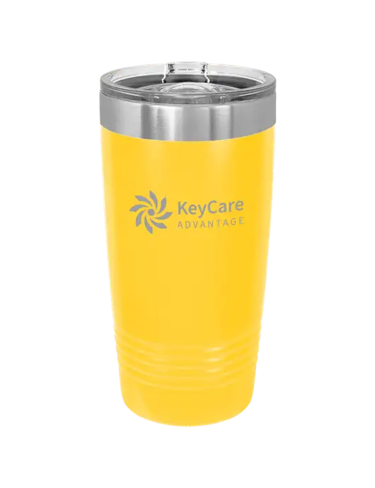Polar Camel 20 oz Powder Coated Yellow Vacuum Insulated Tumbler w/KeyCare Advantage Logo