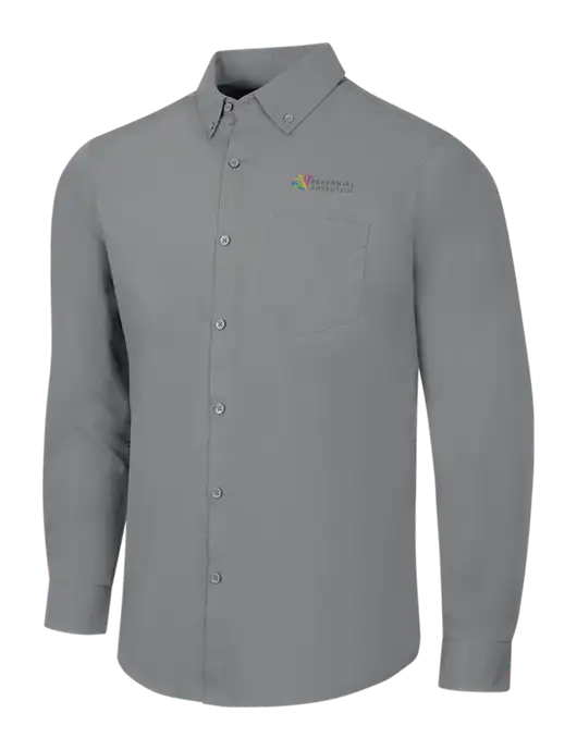Medium Grey Long Sleeve Carefree Poplin Shirt w/Perennial Advantage Logo