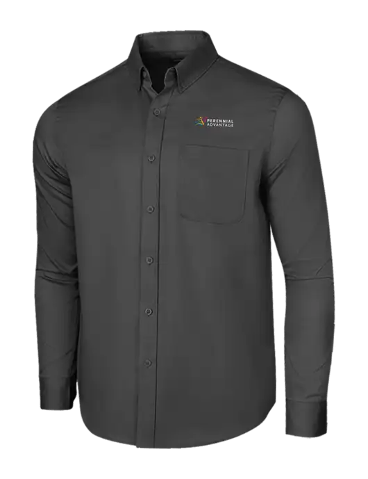 Long Sleeve Dark Grey Superpro React Twill Shirt w/Perennial Advantage Logo