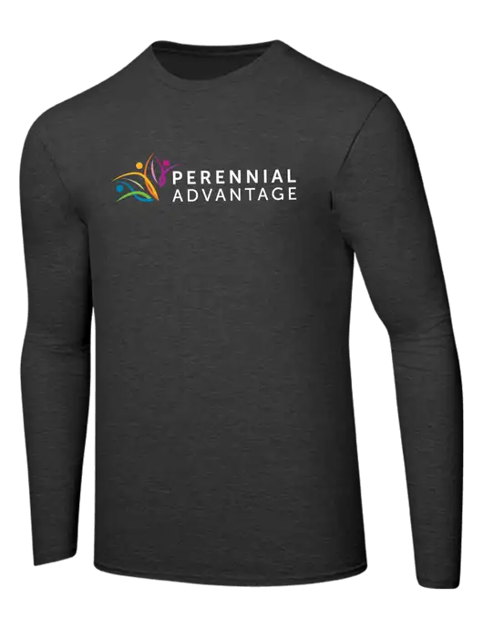 Ring Spun Dark Heather Grey 4.5 oz Long Sleeve T-Shirt w/Perennial Advantage Logo