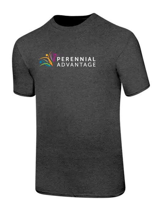 Ring Spun Dark Heather Grey 4.5 oz T-Shirt w/Perennial Advantage Logo