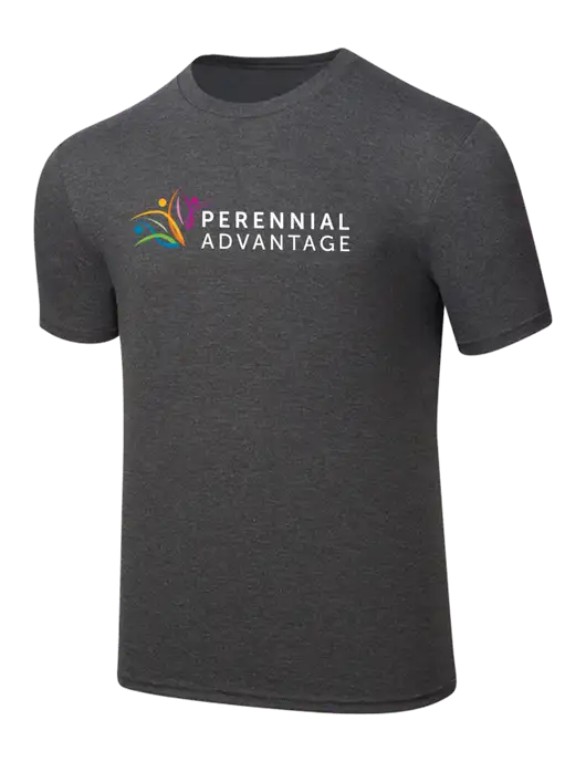 Simply Soft Heathered Charcoal 4.5oz  Poly/Combed Ring Spun Cotton T-Shirt w/Perennial Advantage Logo