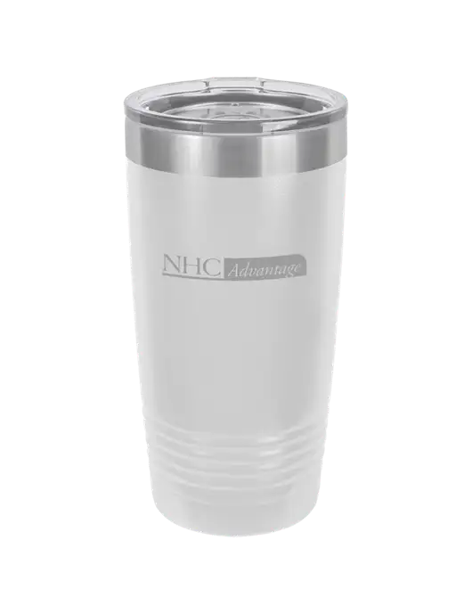 Polar Camel 20 oz Powder Coated White Vacuum Insulated Tumbler  w/NHC Advantage Logo