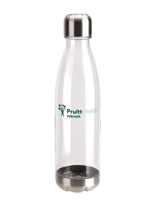 Bayside Tritan Clear 25 oz Bottle with Stainless Base and Cap w/PruittHealth Logo