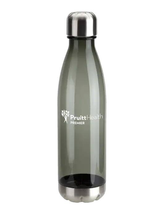 Bayside Tritan Smoke 25 oz Bottle with Stainless Base and Cap w/PruittHealth Logo