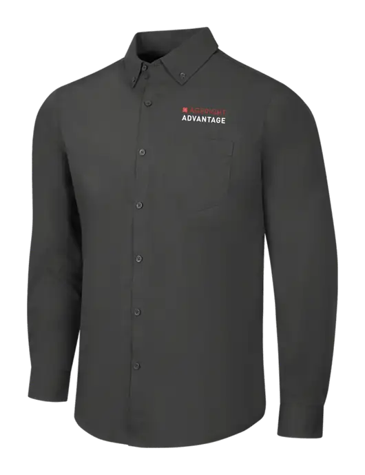 Dark Grey Long Sleeve Carefree Poplin Shirt w/Ageright Advantage Logo