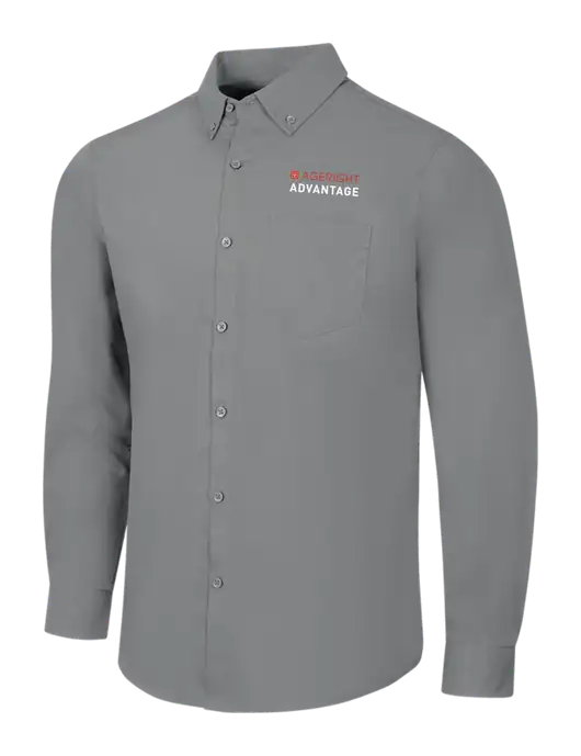 Medium Grey Long Sleeve Carefree Poplin Shirt w/Ageright Advantage Logo
