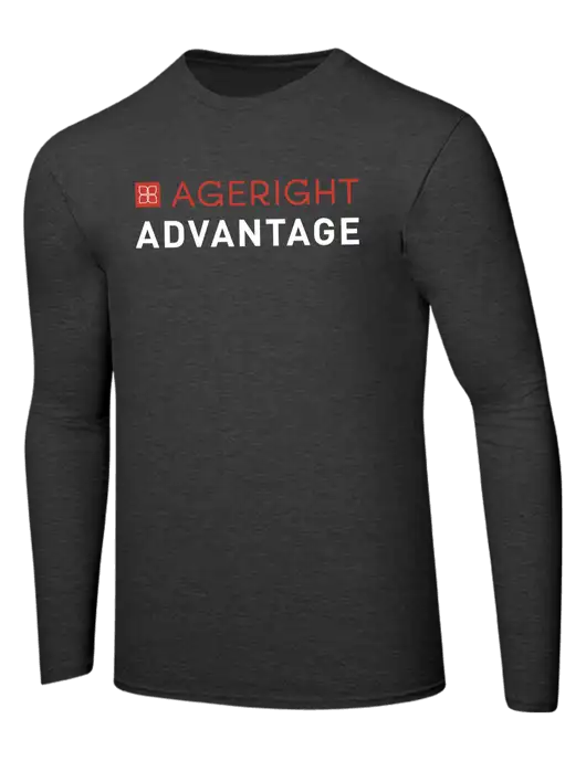 Ring Spun Dark Heather Grey 4.5 oz Long Sleeve T-Shirt w/Ageright Advantage Logo