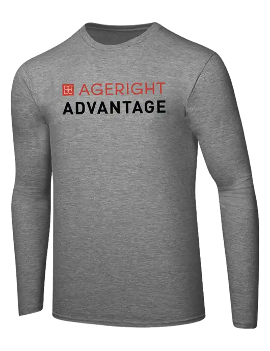 Ring Spun Light Heather Grey 4.5 oz Long Sleeve T-Shirt w/Ageright Advantage Logo