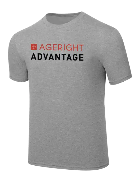 Simply Soft Heathered Light Grey 4.5oz  Poly/Combed Ring Spun Cotton T-Shirt w/Ageright Advantage Logo