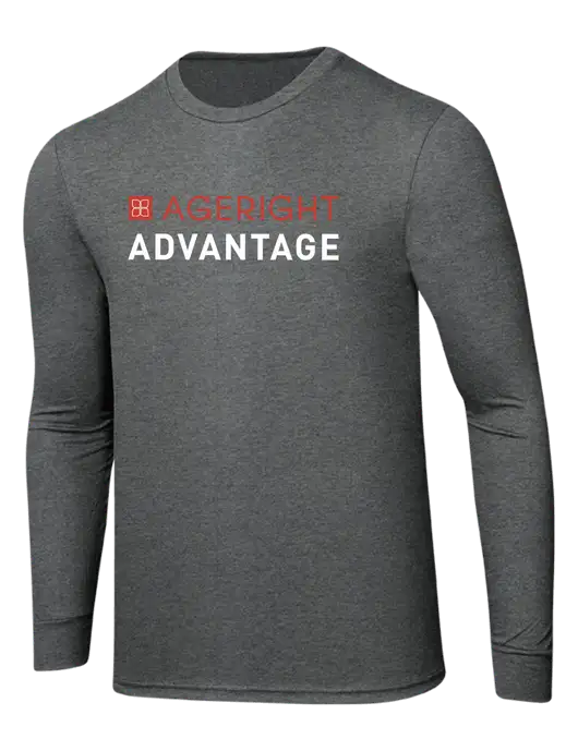 Simply Soft Long Sleeve Medium Grey Frost 4.5 oz, Poly/Combed Ring Spun Cotton T-Shirt w/Ageright Advantage Logo