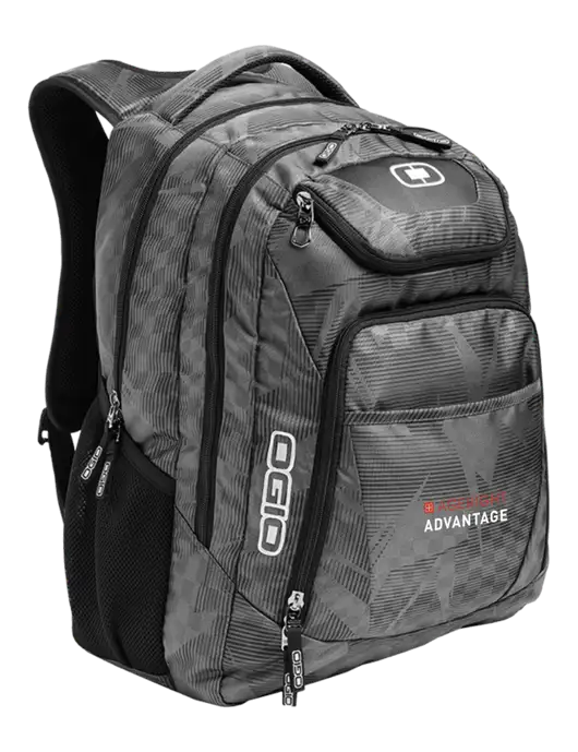 OGIO Race Day Silver Excelsior Laptop Backpack w/Ageright Advantage Logo