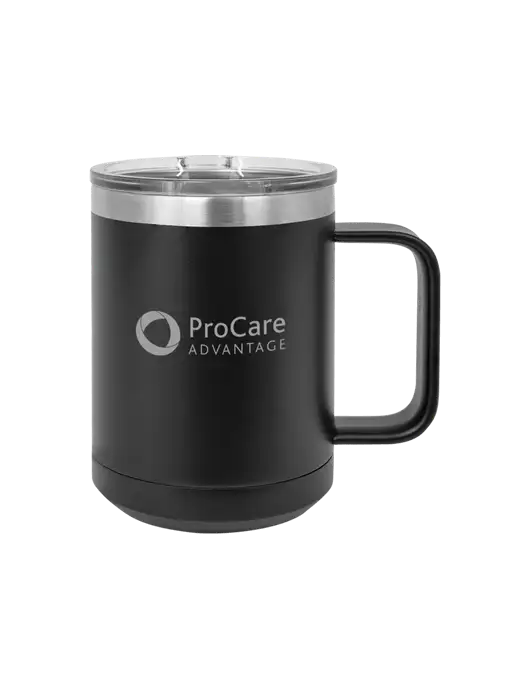 Polar Camel 15 oz Powder Coated Black Vacuum Insulated Mug with Slider Lid w/ProCare Advantage Logo